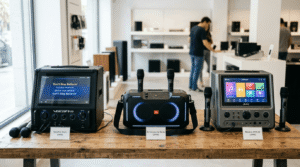 Comparación visual de diferentes máquinas y sistemas de karaoke.